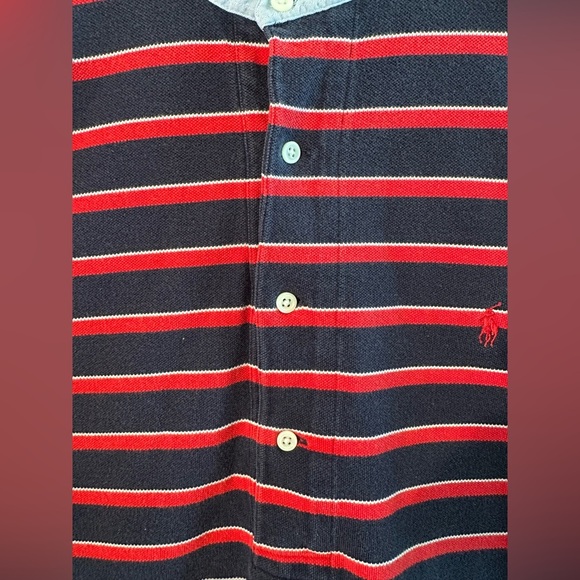 POLO RALPH LAUREN Men’s *RARE* Vintage XL Short Sleeve Cotton Polo BAND COLLAR - Picture 4 of 12